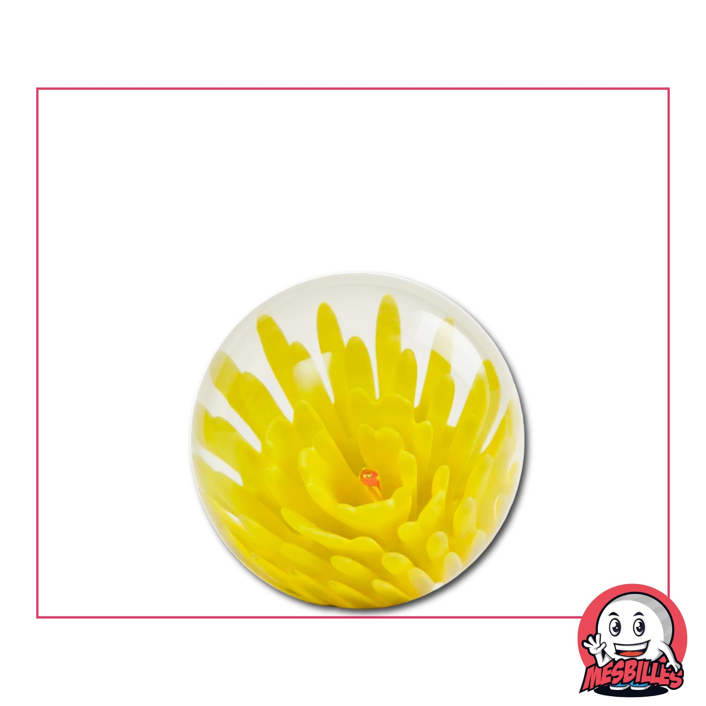 Bille d'Art Fleur 3D Jaune, bille de 25 mm