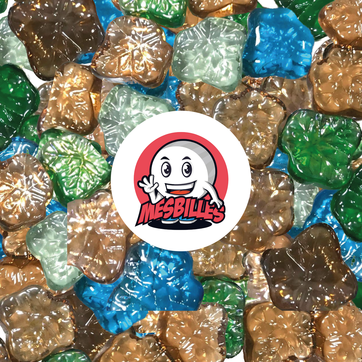 Ensemble de Billes plates Feuille d'érable en verre Brillant de Couleur Ambre