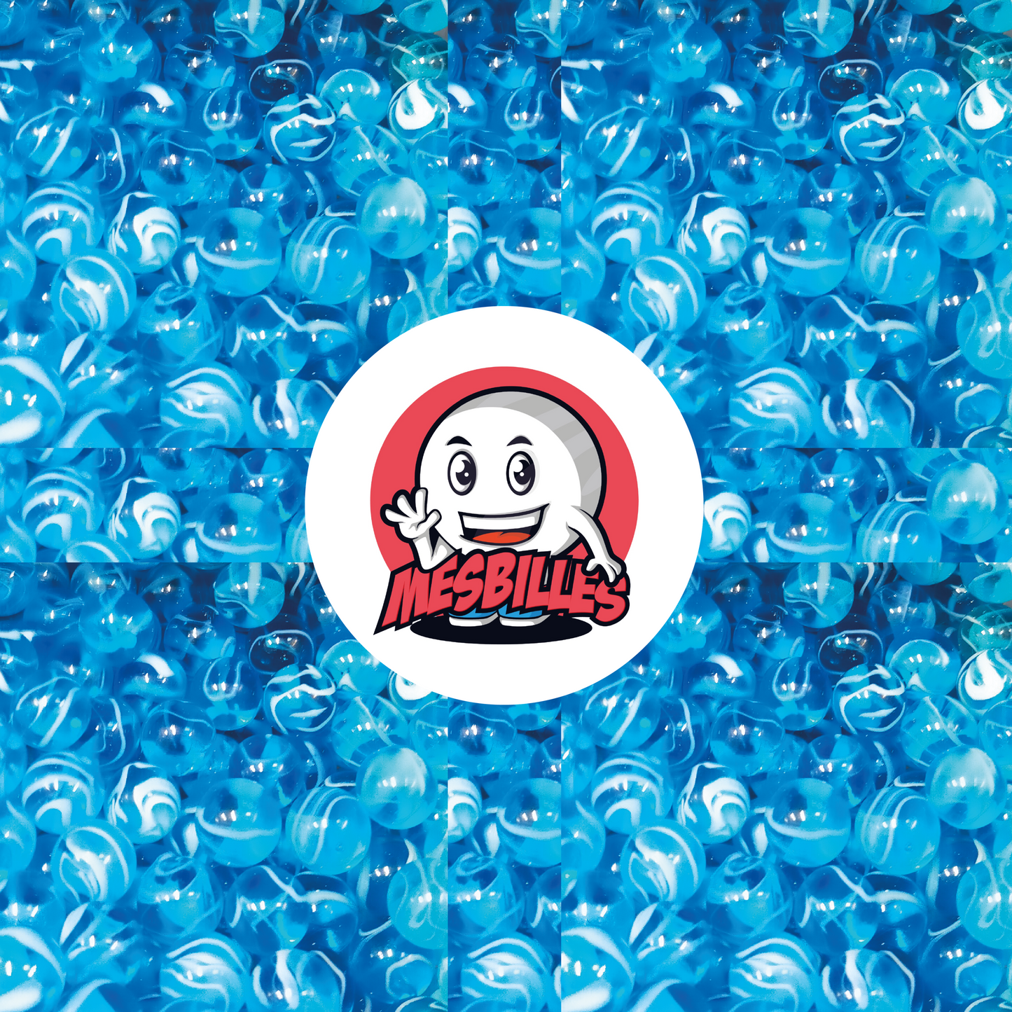 MieiBiglie - Biglie blu H2O da 12 mm con motivo a vortice blu e bianco che ricorda le onde dell'oceano.