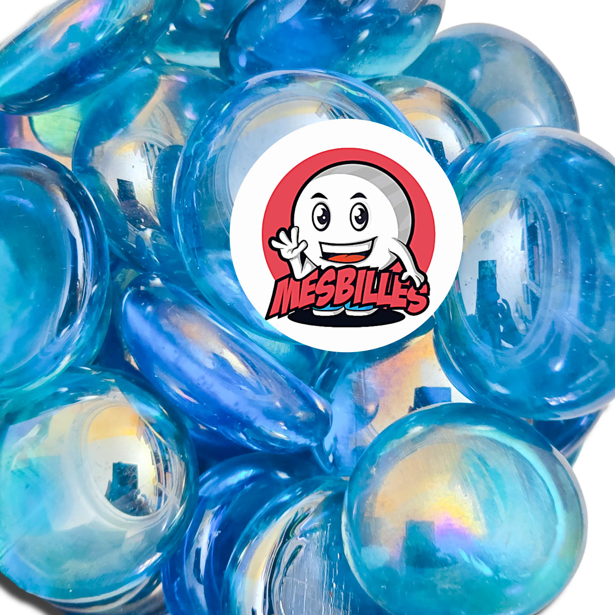1 Biglia Piatta Iridescente Blu-Chiaro 18 mm