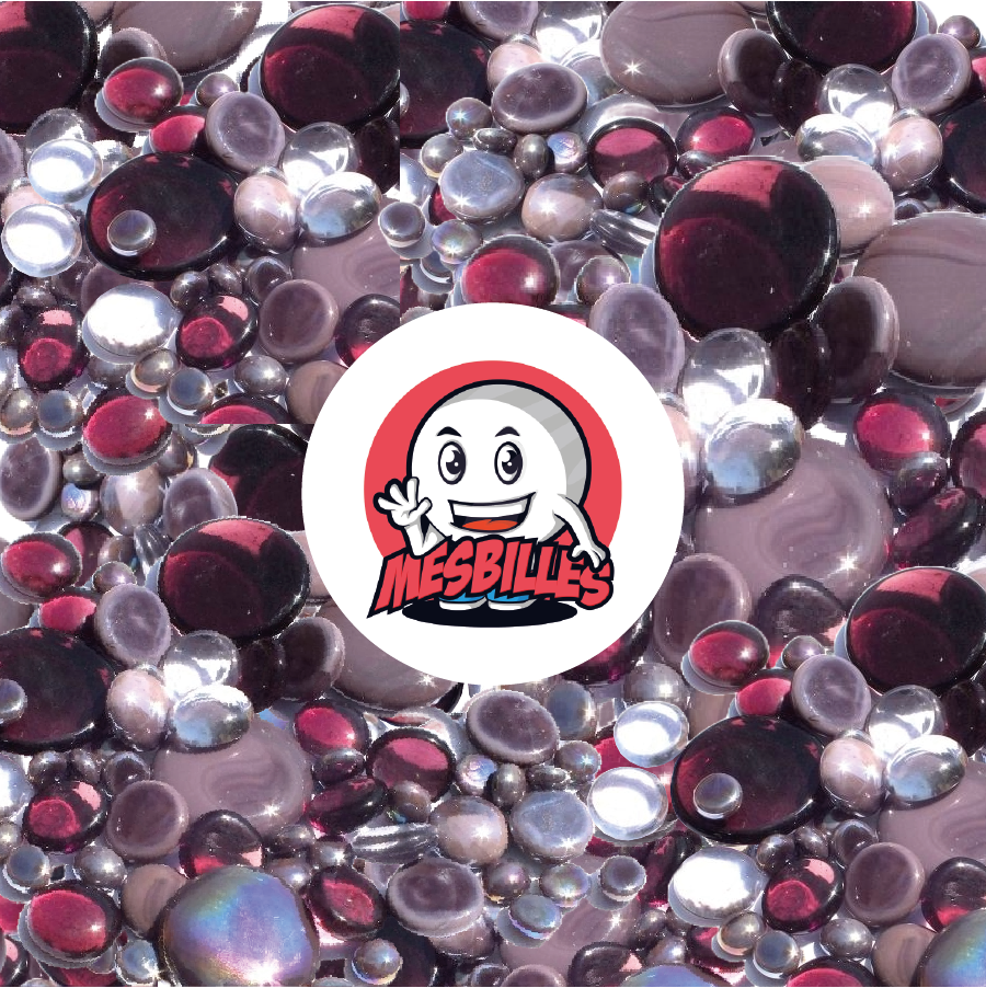 MieiBiglie - 250 gr Biglie Piatta in viola, trasparenti e opache lucide, 30 mm, 18 mm, 12 mm