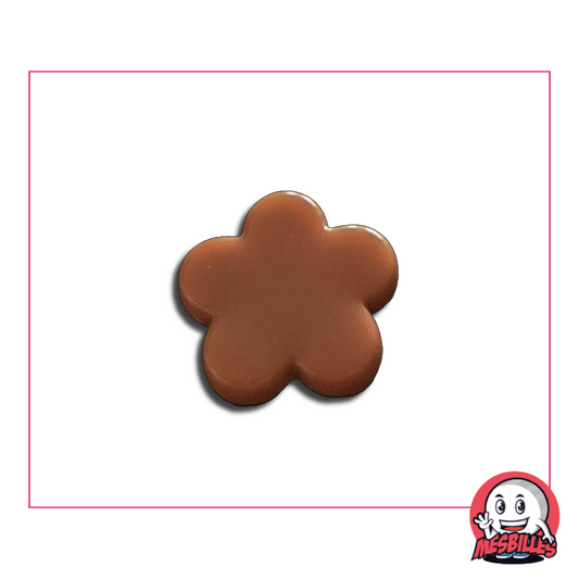 Bille Fleur Perle Caramel Extra-Plate en verre caramel brun opaque, satiné, vue de dessus, 20 mm