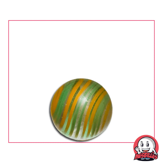 Bille Art Émeraude du Désert 16 mm – bille verte et dorée en verre, rayures lumineuses inspirées du sable et des oasis MesBilles