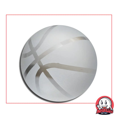 Bille Basket Givré 40 mm en verre de Bohème – bille blanche mate avec motif ballon de basket