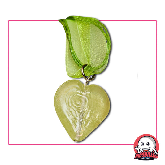 Bille Forme Cœur Art Phosphorescent – pendentif lumineux en verre vert clair, bijou original MesBilles