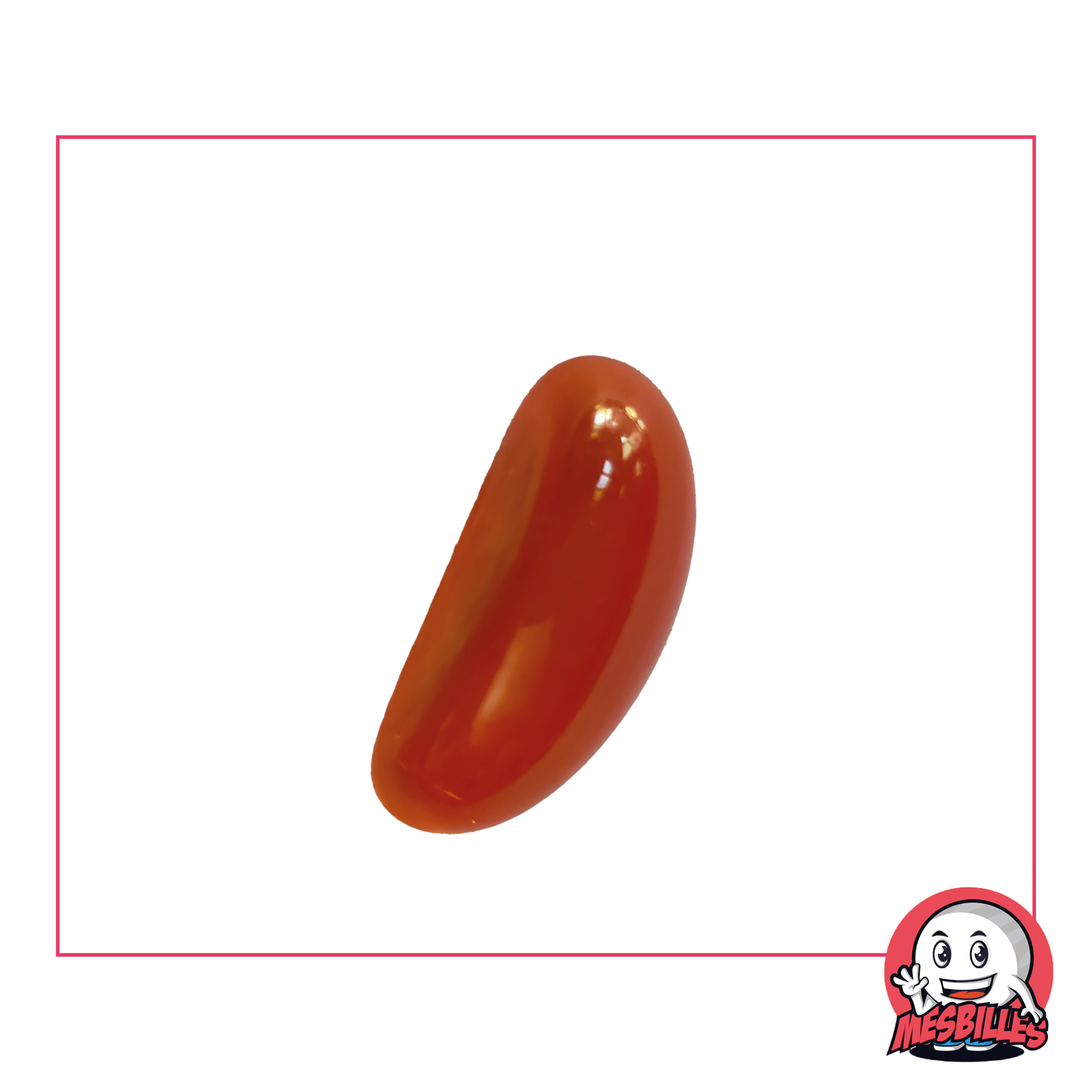 Biglia Arancione in vetro traslucido, ideale per l'arte e la decorazione, misura 25x15 mm.