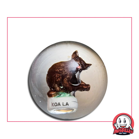 Bille Incrustation Koala 35 mm avec figurine de koala miniature incrustée dans le verre.