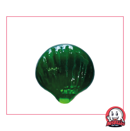 Biglia conchiglia in vetro traslucido verde di forma piatta, dimensione 35 mm - MieiBiglie