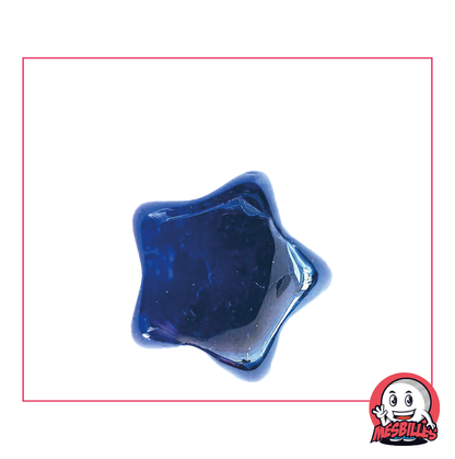 Biglia Hollywood in vetro traslucido blu scuro di forma piatta, dimensione 2 cm - MieiBiglie