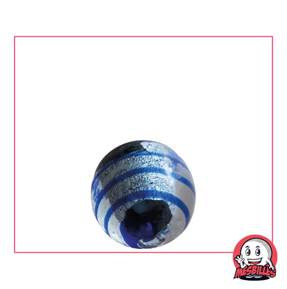 Biglia Occhio di Drago di MieiBiglie, 16 mm, semi-opaca nero argento, striata di blu