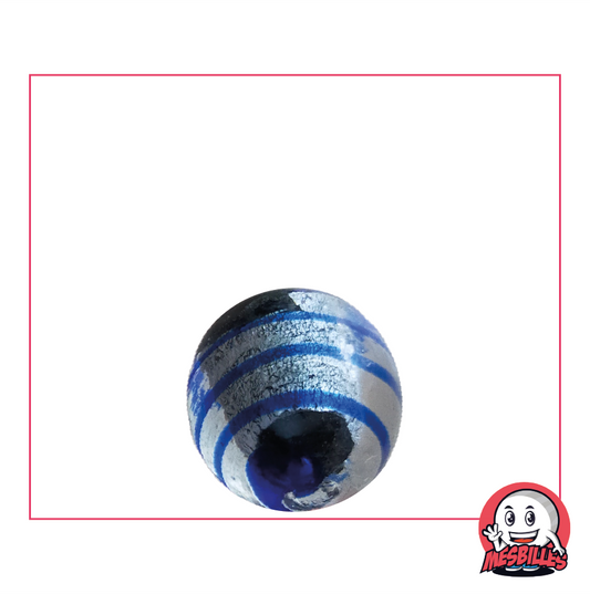 Biglia Occhio di Drago di MieiBiglie, 16 mm, semi-opaca nero argento, striata di blu