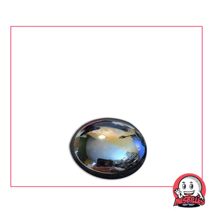 Bille plate Glossy Noir de 18 mm, galet de verre opaque vu de face
