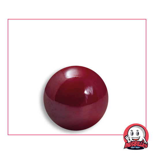 Bille Rouge Glossy en verre opaque rouge bordeaux très brillant, vue de dessus, 22 mm de diamètre