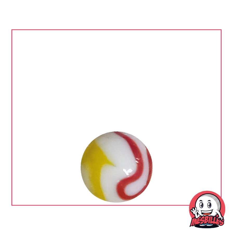 Biglia Tigre Rossa 14 mm - Vetro Opaco bianco striato di Arancione e Rosso - MieiBiglie