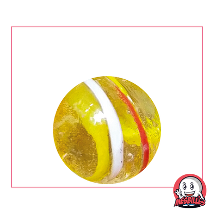 Biglia Tortilla Gialla 25 mm, una fetta di limone per la tua collezione di biglie, prevalentemente striata di giallo