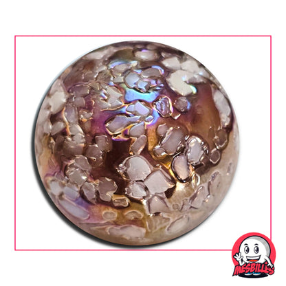 Grande bille Pépite YSES 50 mm avec inclusions blanches effet pépites et reflets irisés cuivre violet