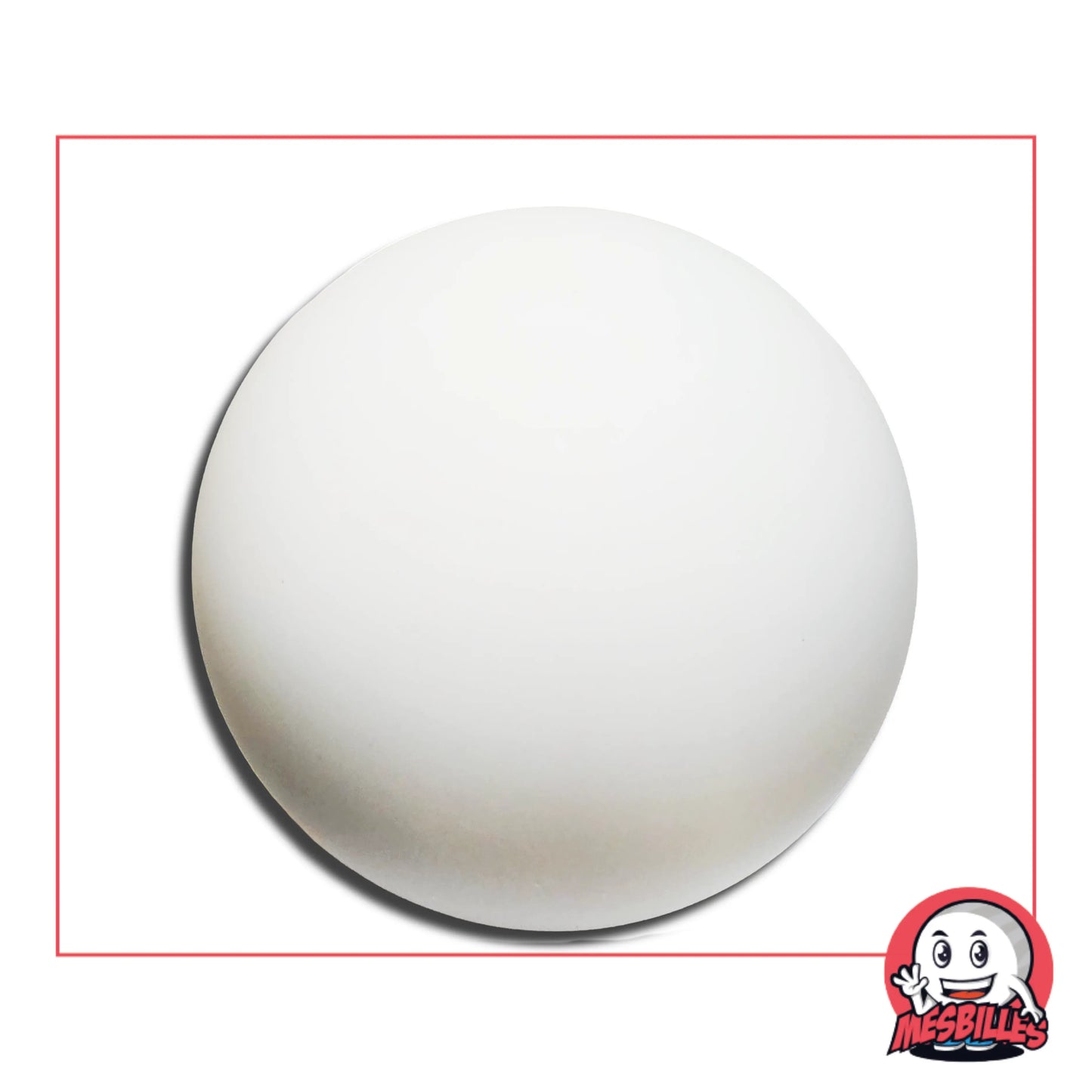 Photo d’une bille ronde Iceberg blanc 40 mm, au coloris mat et givré, vendue à l’unité par MesBilles.