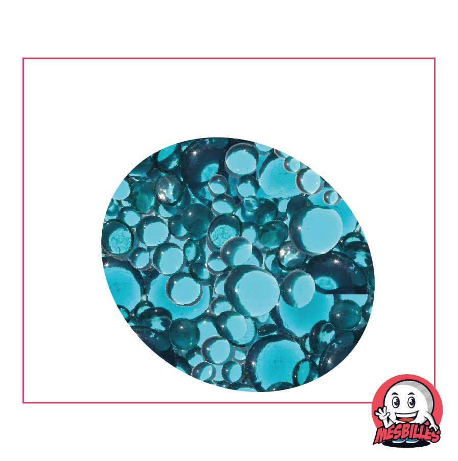 Biglie Piatta, misto blu trasparente, 30 mm, 18 mm, 12 mm, traslucide