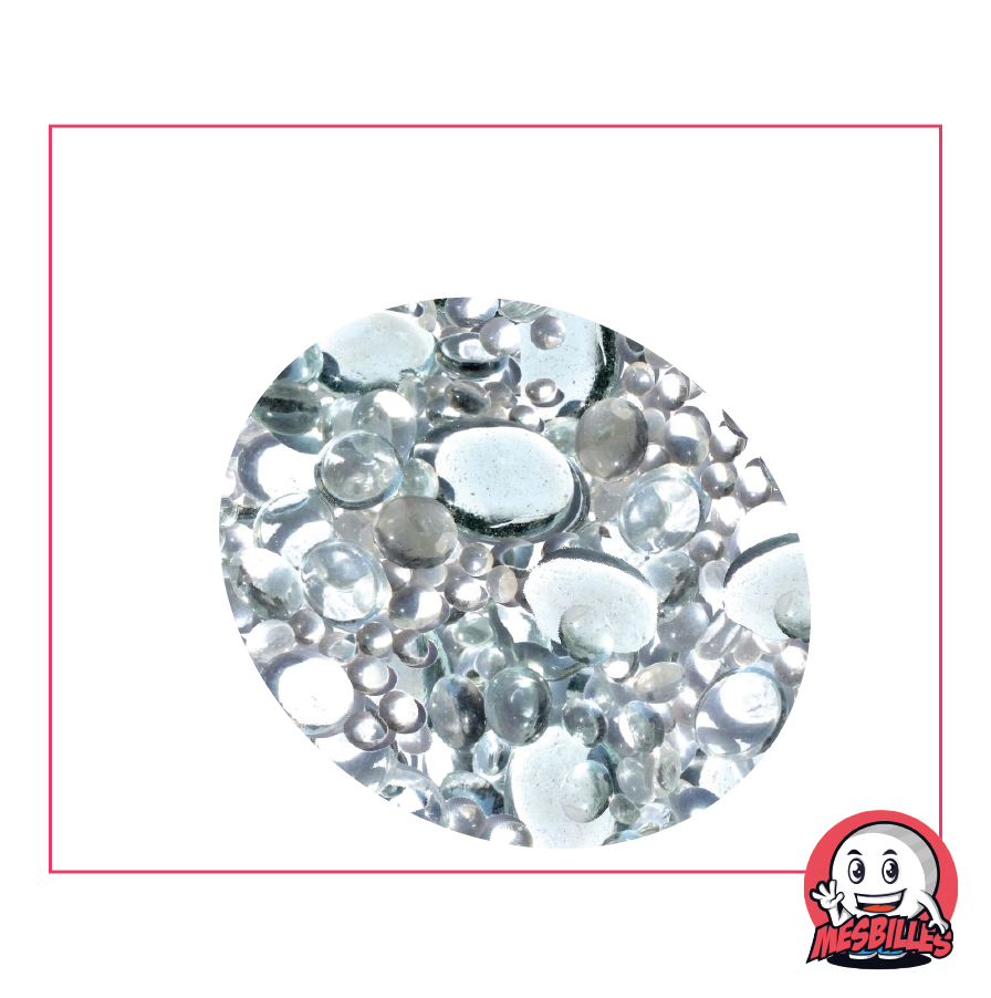 Biglie Piatta, mix cristallo, 30 mm, 18 mm, 12 mm, traslucide