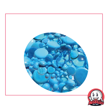 Biglie Piatta, mix blu turchese, 30 mm, 18 mm, 12 mm, opache e trasparenti