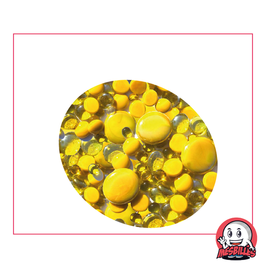 Biglie Piatta, mix giallo, 30 mm, 18 mm, 12 mm, opache e trasparenti