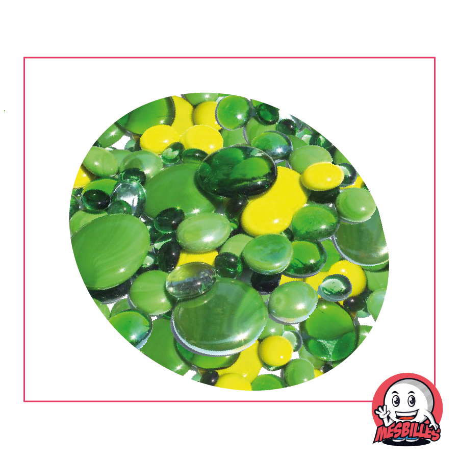 Biglie Piatte in vetro verde limone e verde, traslucide e brillanti, 12 mm-30 mm