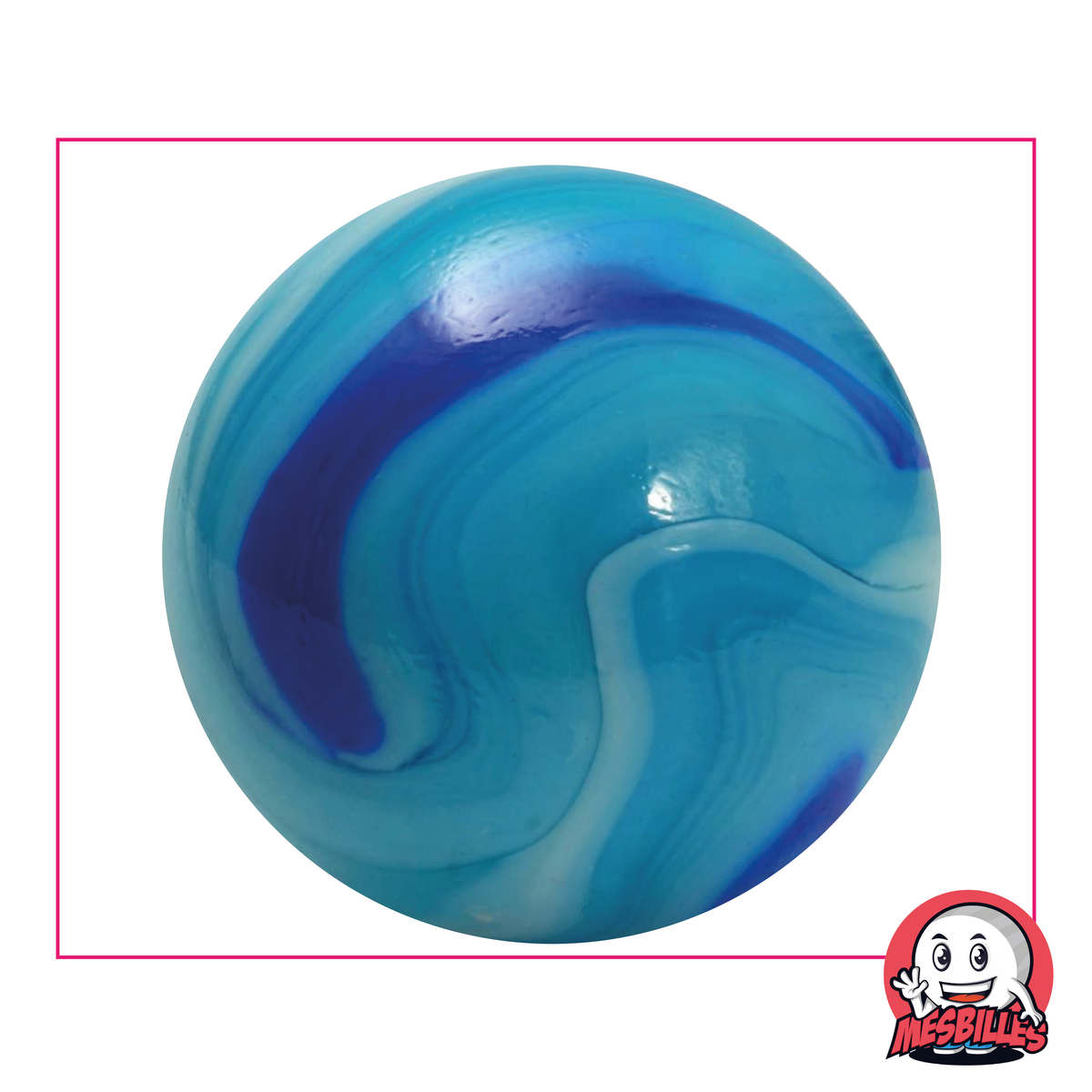Biglia Blue Lagoon 50 mm blu porcellana con sfumature di blu più o meno scure, biglia grande