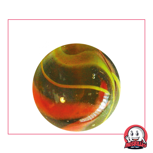Biglia Condor in vetro color cristallo da 35 mm decorata con strisce di vernice arancione, ideale per decorazioni