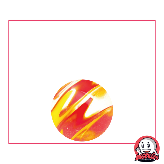 Biglia Art Flash Rossa, biglia artistica di qualità, biglia in vetro striata rossa e arancione - MieiBiglie