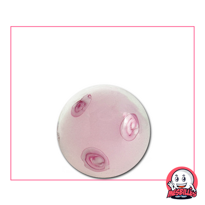 Biglia artigianale da 22 mm con fondo rosa tenue decorata con motivi floreali che ricordano i delicati petali dei ciliegi in fiore.