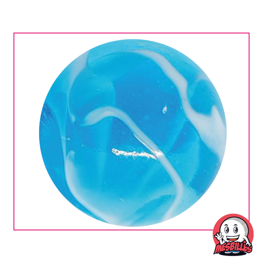 Biglia H2O 50 mm blu trasparente attraversata da onde bianche, biglia di grandi dimensioni