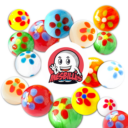 Le Biglie Pâquerette Verdi 16 mm sono biglie artistiche di fabbricazione artigianale.