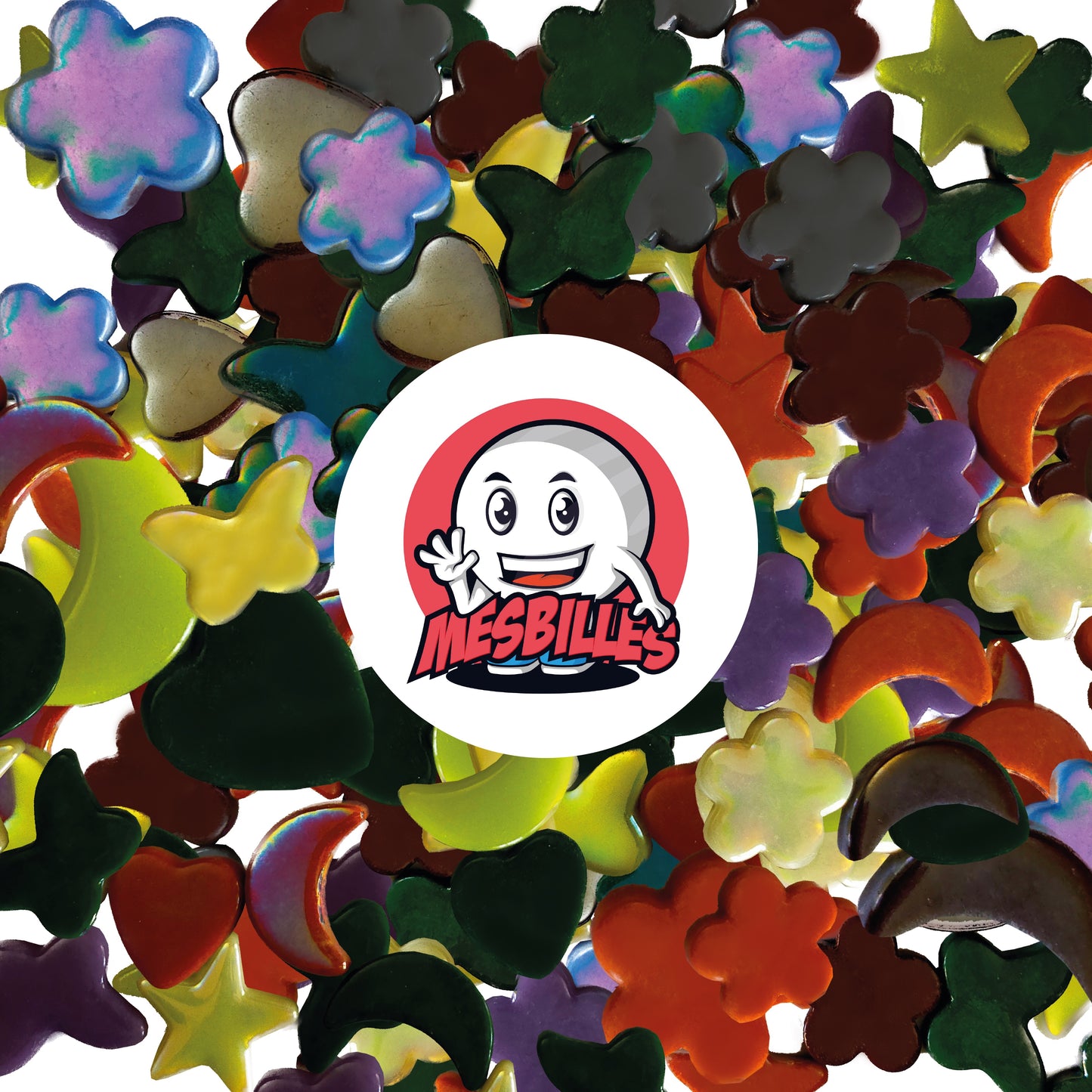 Mascotte MieiBiglie su Biglie Farfalla Perla Viola Biglie extra piatte