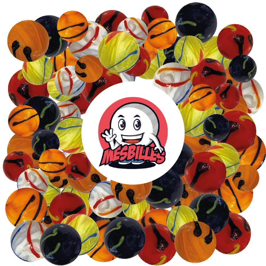 Biglie zebra bianche e multicolori da 25 mm in vetro opaco, biglie KIMPLAY da collezione