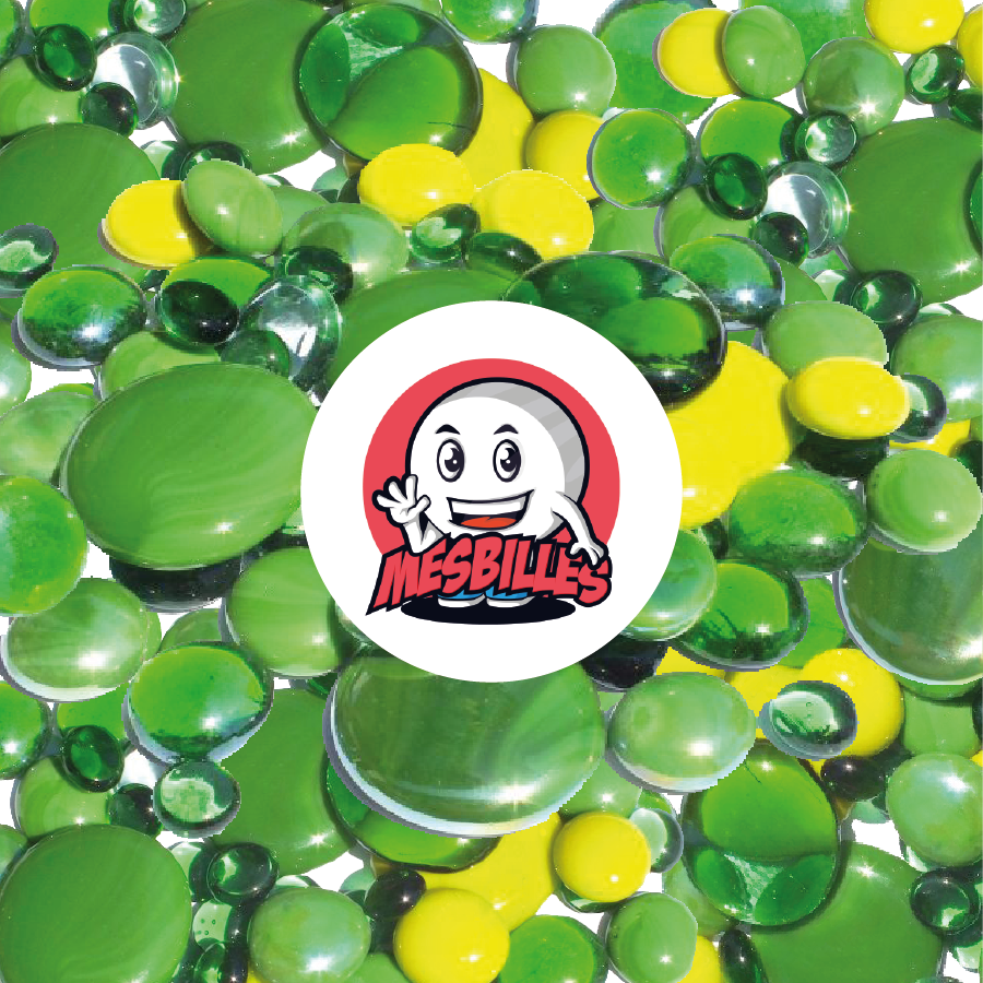 MieiBiglie - Biglie Piatta in verde, verde limone e cristallo, opache e brillanti