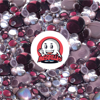 MieiBiglie - 250 gr Biglie Piatta in viola, trasparenti e opache lucide, 30 mm, 18 mm, 12 mm