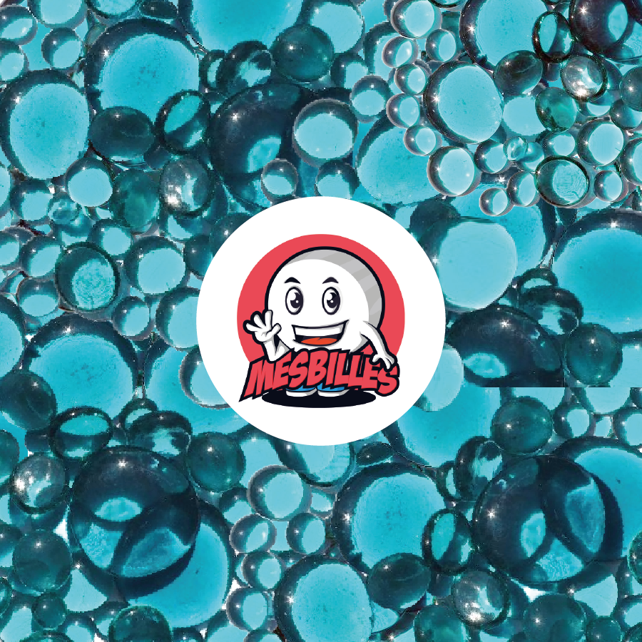 Mascotte MieiBiglie - Biglie Piatta in vetro blu trasparente da 12 mm a 30 mm