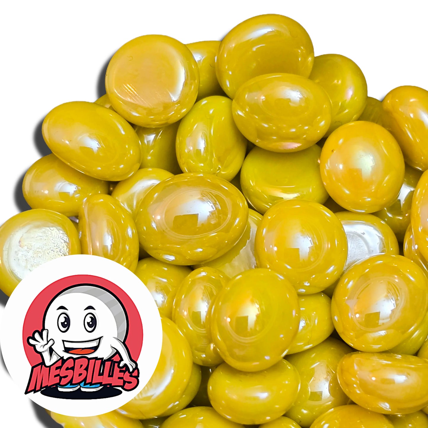 Pour Décorer, Jouer ou Collectionner, Les Petites Billes Plates Jaune de MesBilles sont indispensables.