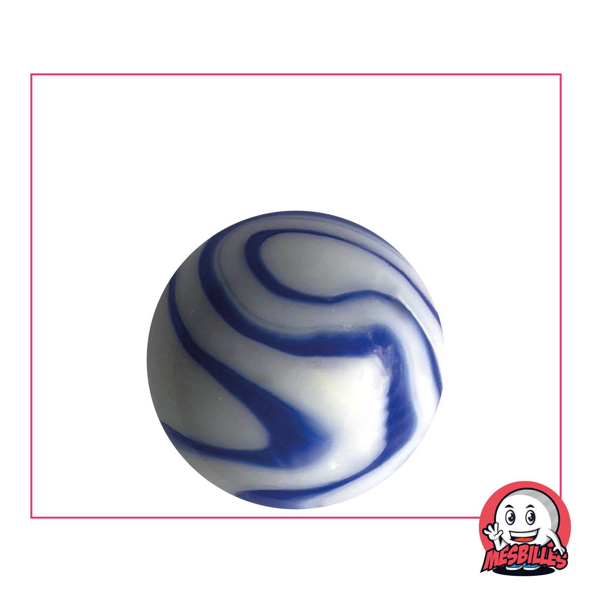 Biglia Ozone 25 mm design porcellana bianco e onde blu, un pezzo unico per gli amanti delle biglie