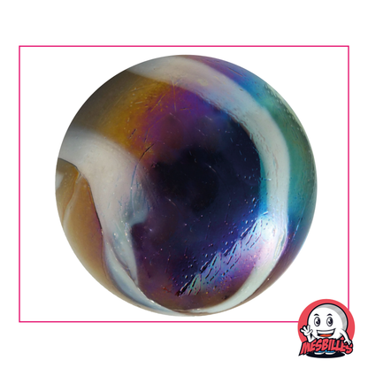Biglia Petrolio da 50 mm in vetro nero perlato con riflessi iridescenti, biglia molto grande e di grandi dimensioni