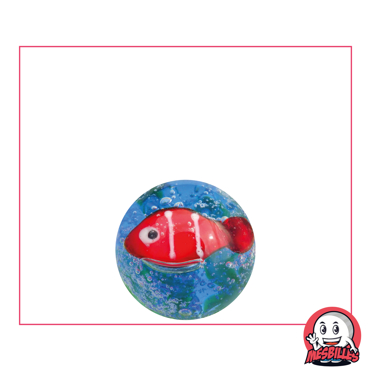 Biglia Art Pesce Rosso 16 mm, con i colori blu e verde del mare e un pesce rosso disegnato