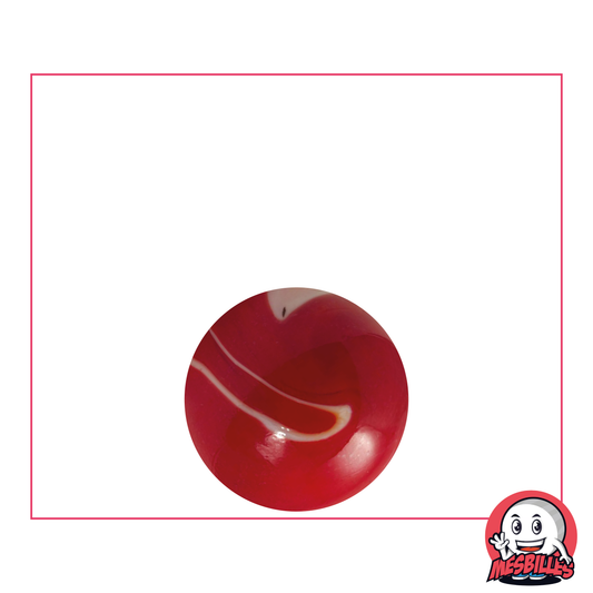 Biglia rossa opaca con tracce di bianco, biglia in vetro opaco, 16 mm - MieiBiglie