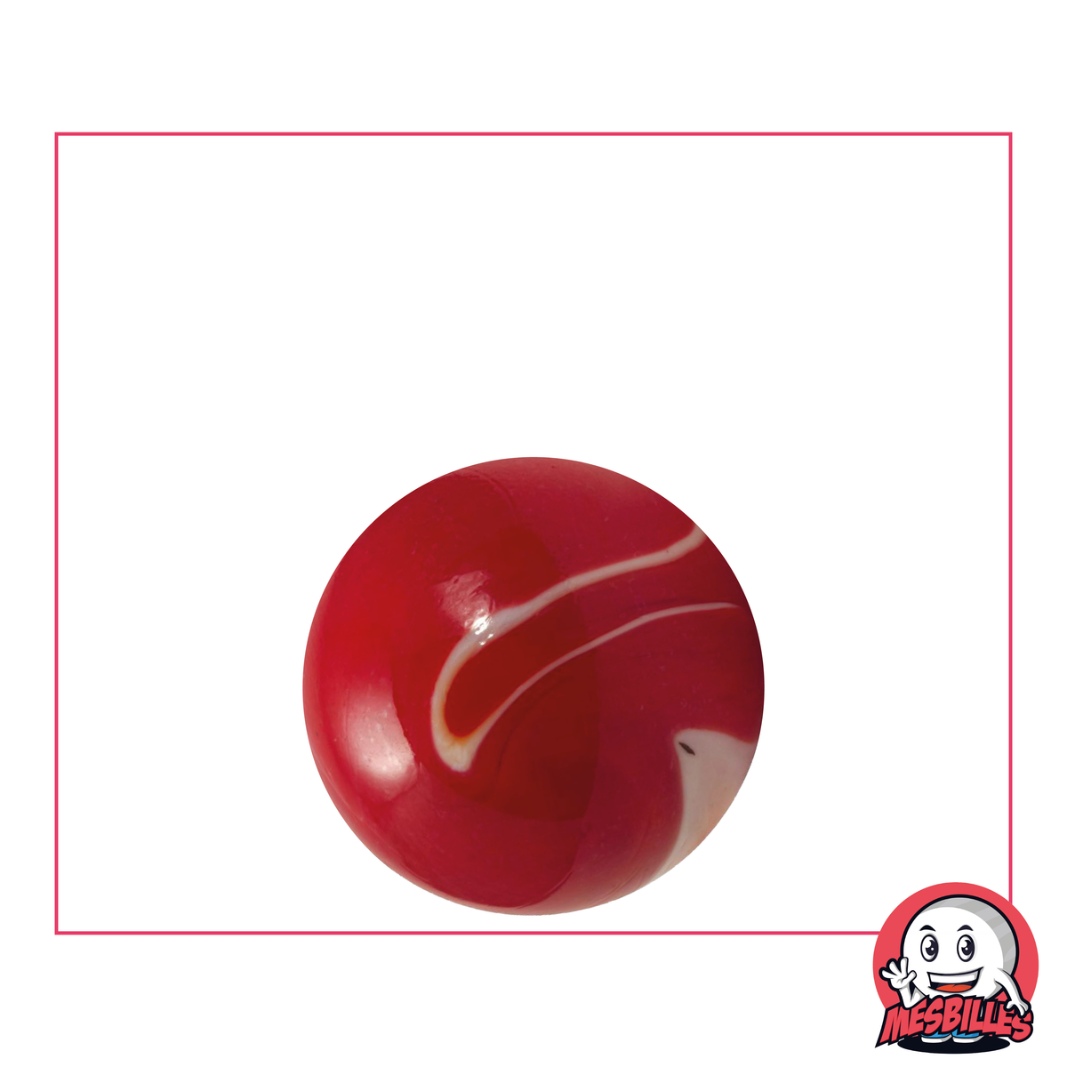 Biglia rossa opaca con tracce di bianco, biglia in vetro opaco, 22 mm - MieiBiglie