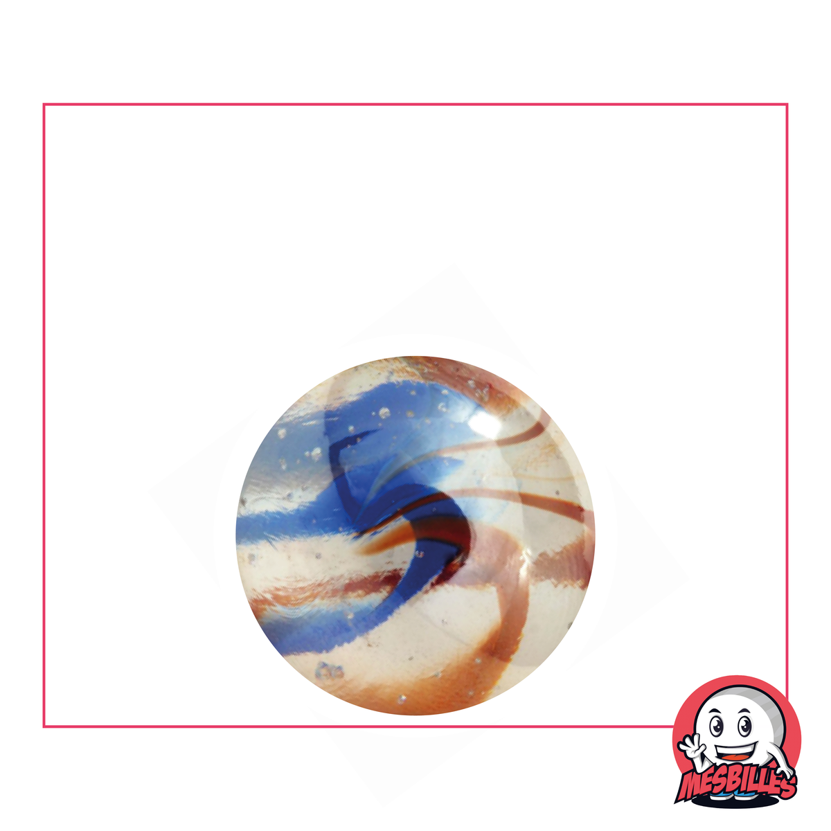 Biglia 22 mm Scorpione traslucida color cristallo, attraversata da onde rosse e blu, design audace