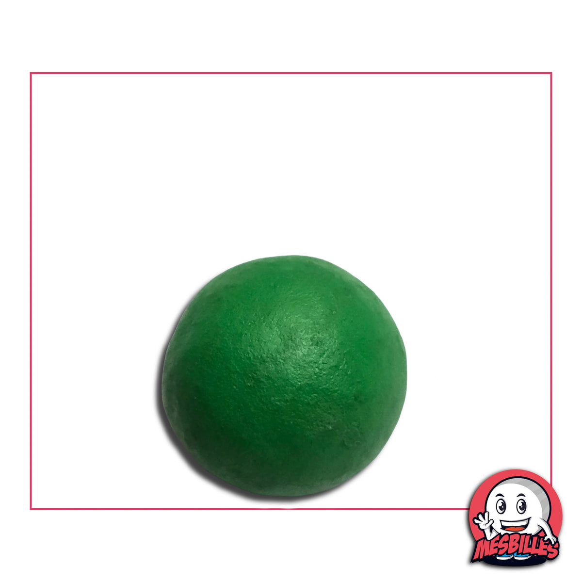 Bille en terre verte 16 mm ; pièce artisanale française au style authentique et à la couleur vive.