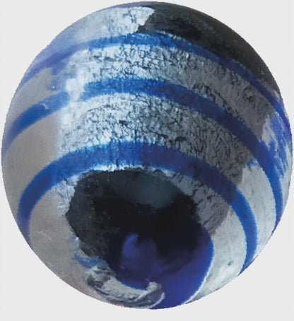 1 Biglia Occhio di Drago Argento Striato Blu 16 mm