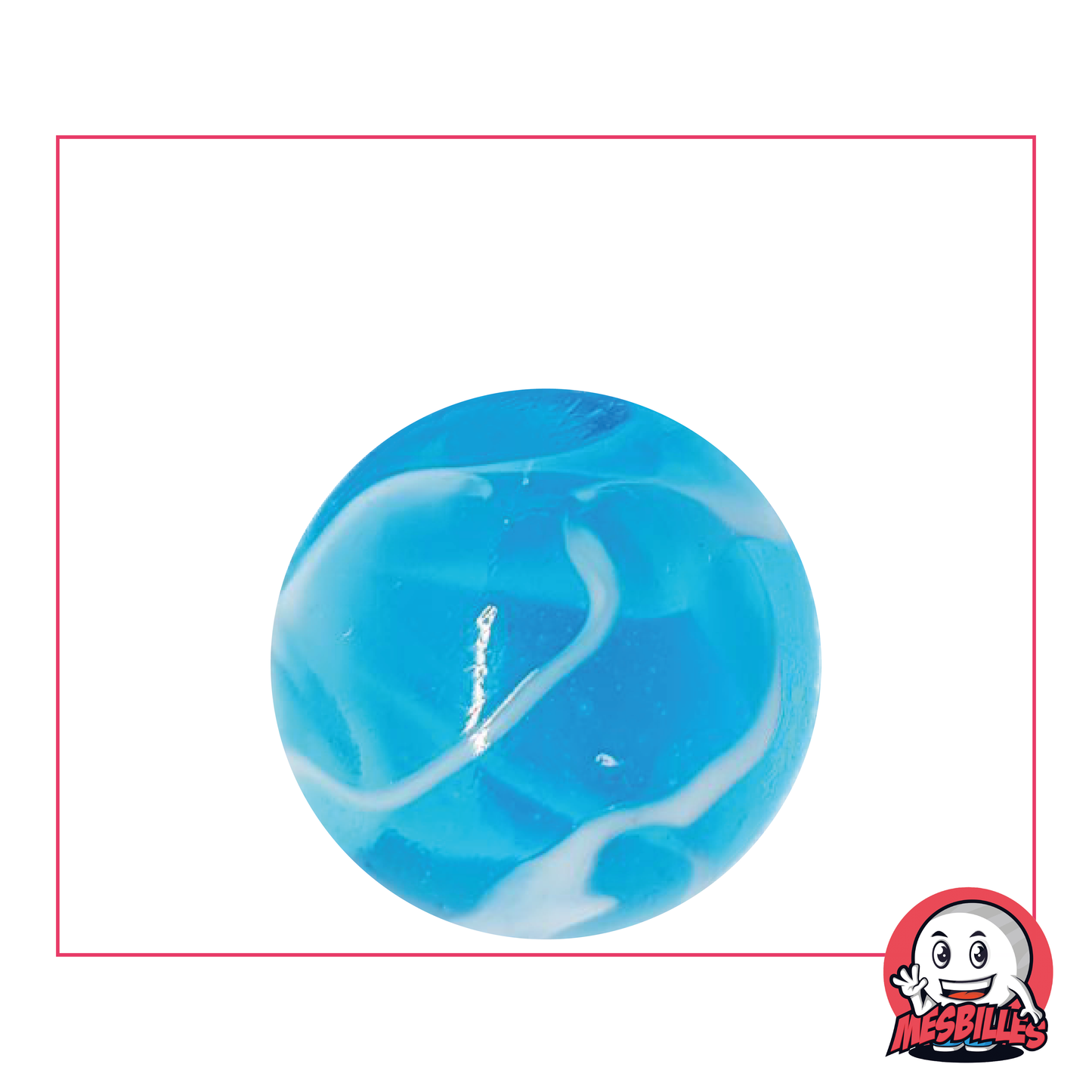 Biglia H2O 25 mm, in vetro traslucido blu attraversato da bianco, attraente per gli amanti delle biglie